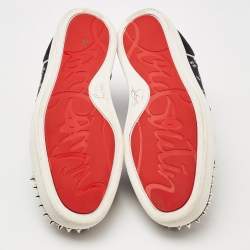 Pre Owned Christian Louboutin Black Loubi in the Sky Jacquard and Suede Spikes Orlato Sneakers Size 42