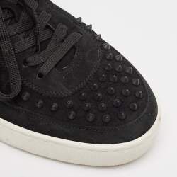 Pre Owned Christian Louboutin Black Suede Happyrui Spikes Sneakers Size 45