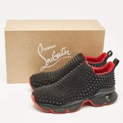 Christian Louboutin Black Neoprene Spike Sock Donna Sneakers Size 43