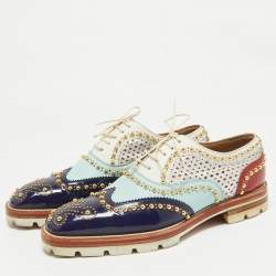 Christian Louboutin Multicolor Leather and Patent Leather Brogues Size 41