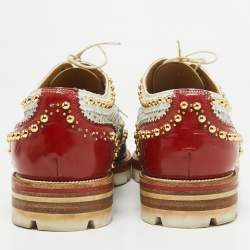 Christian Louboutin Multicolor Leather and Patent Leather Brogues Size 41