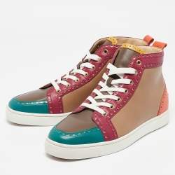 Christian Louboutin Multicolor Brogue Leather Fleuri Sneakers Size 43