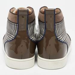 Christian Louboutin Multicolor Check Fabric and Leather Louis Spikes Sneakers Size 43