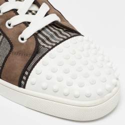 Christian Louboutin Multicolor Check Fabric and Leather Louis Spikes Sneakers Size 43