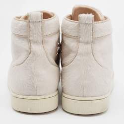 Christian Louboutin Cream Calf Hair Rantus Orlato Sneakers Size 44