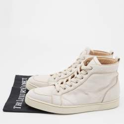 Christian Louboutin Cream Calf Hair Rantus Orlato Sneakers Size 44