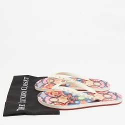 Christian Louboutin Off White Rubber Loubi Flat Thong Sandals Size 41