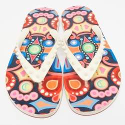 Christian Louboutin Off White Rubber Loubi Flat Thong Sandals Size 41