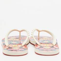 Christian Louboutin Off White Rubber Loubi Flat Thong Sandals Size 41