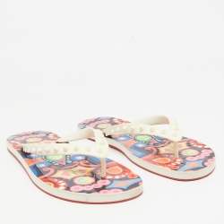 Christian Louboutin Off White Rubber Loubi Flat Thong Sandals Size 41