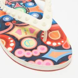 Christian Louboutin Off White Rubber Loubi Flat Thong Sandals Size 41