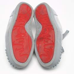 Pre Owned Christian Louboutin Blue Suede Louis Junior Spikes Lace Up Sneakers Size 42