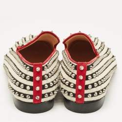 Christian Louboutin Black/White Calf Hair Rollerboy Spiked Loafers Size 42