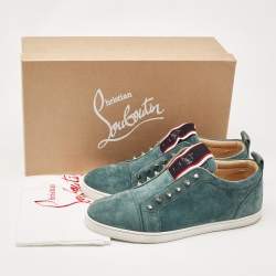 Pre Owned Christian Louboutin Green Suede F.A.V Fique A Vontade Sneakers Size 42.5