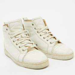 Christian Louboutin White Leather Louis High Top Sneakers Size 43