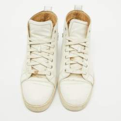 Christian Louboutin White Leather Louis High Top Sneakers Size 43