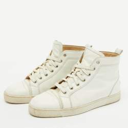 Christian Louboutin White Leather Louis High Top Sneakers Size 43