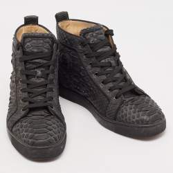 Christian Louboutin Black Python Leather Louis Orlato High Top Sneakers Size 44