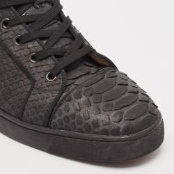 Christian Louboutin Black Python Leather Louis Orlato High Top Sneakers Size 44