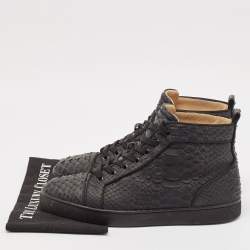 Christian Louboutin Black Python Leather Louis Orlato High Top Sneakers Size 44