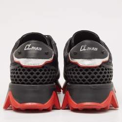 Pre Owned Christian Louboutin Black Leather Loubishark Low Top Sneakers Size 44.5