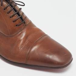 Pre Owned Christian Louboutin Brown Leather Greggo Oxfords Size 40.5