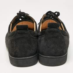 Christian Louboutin Black Suede Louis Junior Spikes Sneakers Size 42.5