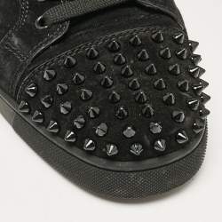 Christian Louboutin Black Suede Louis Junior Spikes Sneakers Size 42.5