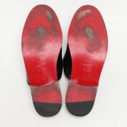 Christian Louboutin Black Patent Leather Mules Flat Sandals Size 45