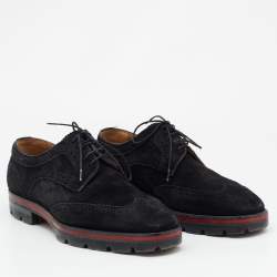 Christian Louboutin Black Suede Hubertus Lace Up Oxford Size 40