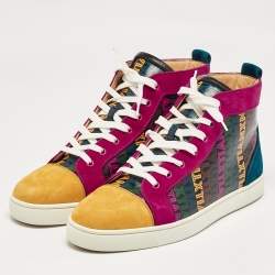 Christian Louboutin Multicolor Xtian Print Leather Louis Orlato Sneakers Size 43.5