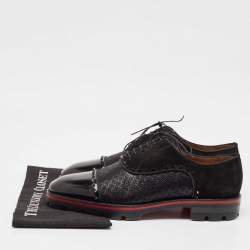 Christian Louboutin Black Leather and Suede Spikes Champignac Oxfords Size 42.5