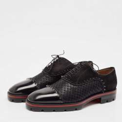 Christian Louboutin Black Leather and Suede Spikes Champignac Oxfords Size 42.5
