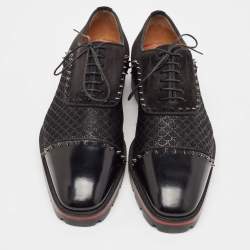Christian Louboutin Black Leather and Suede Spikes Champignac Oxfords Size 42.5