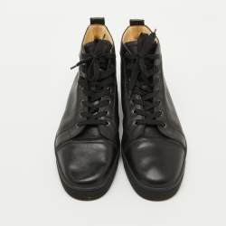 Christian Louboutin Black Leather Louis High Top Sneakers Size 44.5