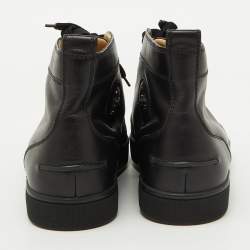 Christian Louboutin Black Leather Louis High Top Sneakers Size 44.5
