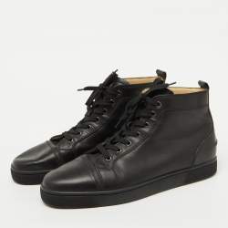 Christian Louboutin Black Leather Louis High Top Sneakers Size 44.5