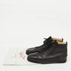 Christian Louboutin Black Leather Louis High Top Sneakers Size 44.5