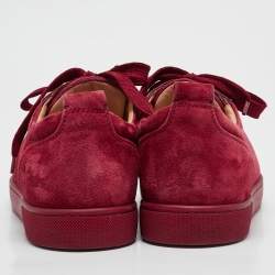 Christian Louboutin Burgundy Suede Louis Junior Spikes Sneakers Size 42