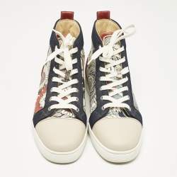 Christian Louboutin Multicolor Printed Leather and Denim Louis High Sneakers Size 44