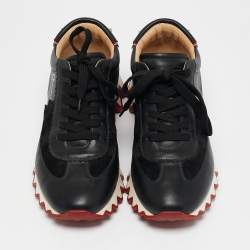 Christian Louboutin Black Suede Loubishark Lace Up Sneakers Size 40