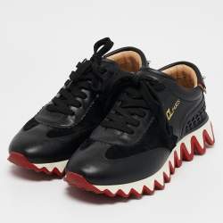 Christian Louboutin Black Suede Loubishark Lace Up Sneakers Size 40