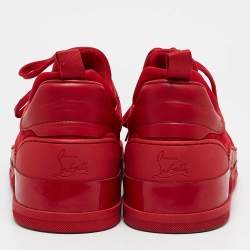 Christian Louboutin Red Leather and Suede Aurelien Low Top Sneakers Size 45