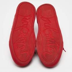 Christian Louboutin Red Leather and Suede Aurelien Low Top Sneakers Size 45