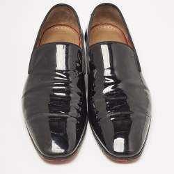 Christian Louboutin Black Patent Leather Dandelion Smoking Slippers Size 43