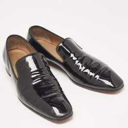 Christian Louboutin Black Patent Leather Dandelion Smoking Slippers Size 43