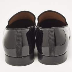 Christian Louboutin Black Patent Leather Dandelion Smoking Slippers Size 43