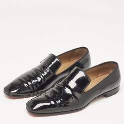 Christian Louboutin Black Patent Leather Dandelion Smoking Slippers Size 43