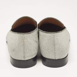 Christian Louboutin Silver Glitter Dandelion Tassel Loafers Size 44
