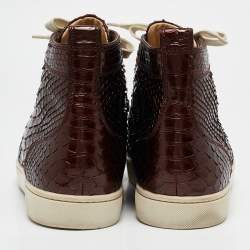 Christian Louboutin Brown Python Louis High Top Sneakers Size 43.5